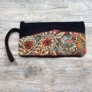 Shebobo Dwaraka Printed Clutch Boho Wristlet Festival Zip Pouch Art Earthy